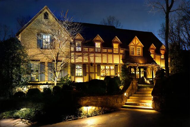 LED garden light illuminating plantings