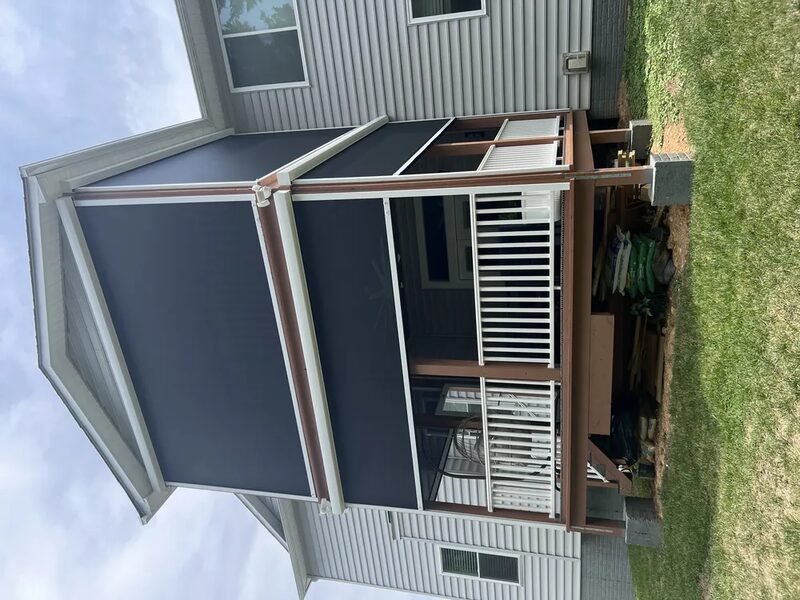 Aerial view of a screened porch installation